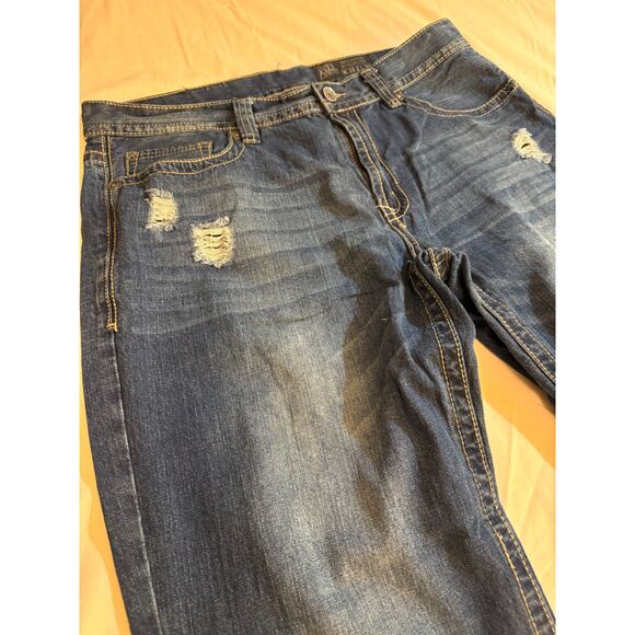 AXEL Men's Jeans sz38/32 inseam 30" Distressed Relaxed Fit Straight Leg Raw Hem - Picture 8 of 15